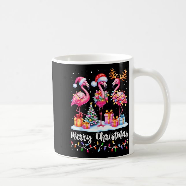 Taza De Café Merry Christmas Flamingo Santa Hat Xmas Pajamas Ho (Derecha)