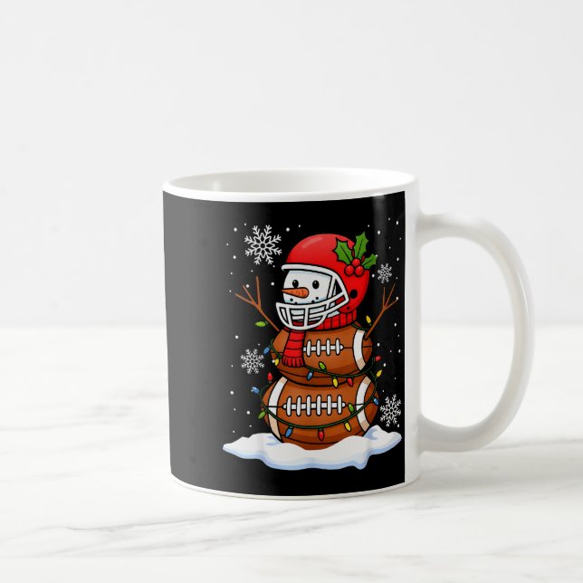 Taza De Café Merry Christmas Football Snowman Holiday Srts Xmas (Derecha)