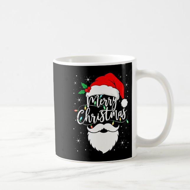 Taza De Café Merry Christmas Funny Santa Claus Hat And Beard Xm (Derecha)