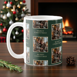 Taza De Café Merry Christmas Green Photo Holiday