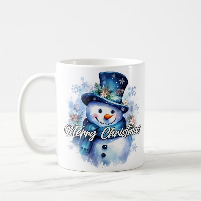 Taza De Café Merry Christmas Happy Holidays Winter Snowman (Izquierda)
