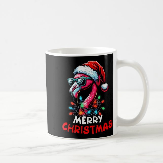 Taza De Café Merry Christmas Hat Santa Flamingo Christmas Light (Derecha)