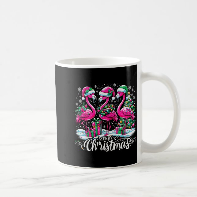 Taza De Café Merry Christmas Hat Santa Flamingo Light Christmas (Derecha)