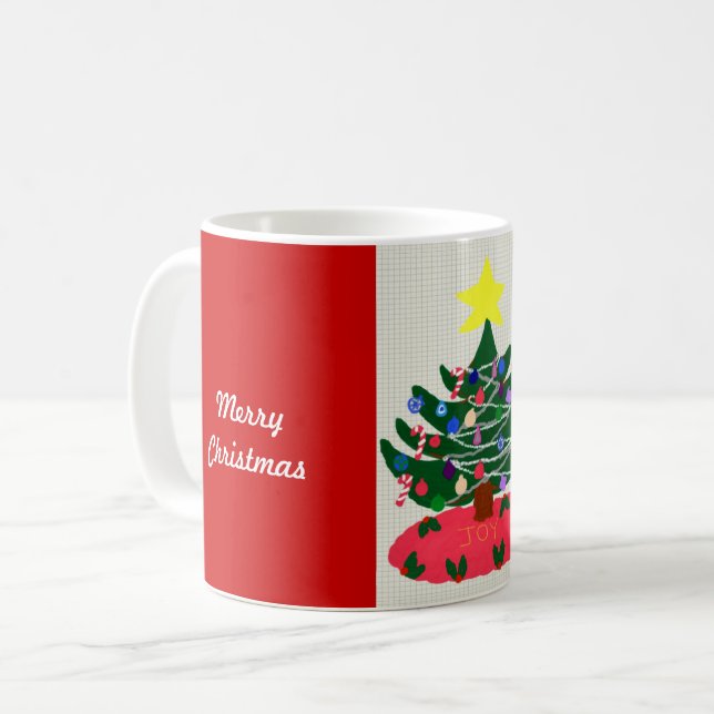 Taza De Café Merry Christmas Holiday Tree Mug (Anverso izquierdo)