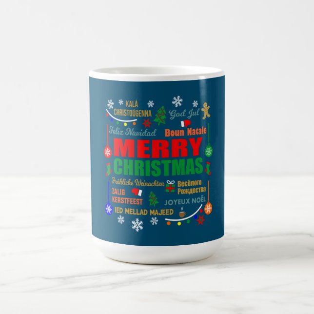 Taza De Café Merry Christmas In Different Languages Xmas (Centro)