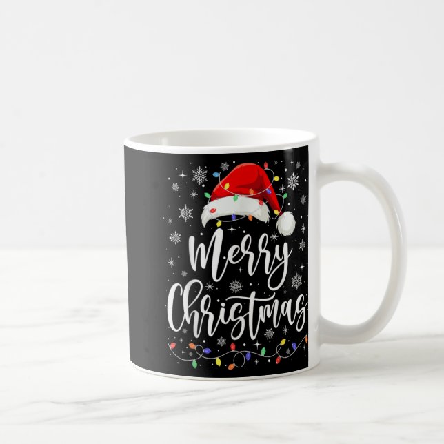Taza De Café Merry Christmas Lights Red Santa Family Xmas Pajam (Derecha)