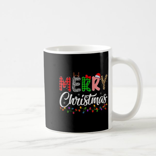 Taza De Café Merry Christmas Lights Santa Family Xmas Pajamas M (Derecha)
