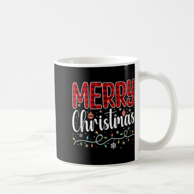 Taza De Café Merry Christmas Lights Santa Hat Funny Xmas Family (Derecha)