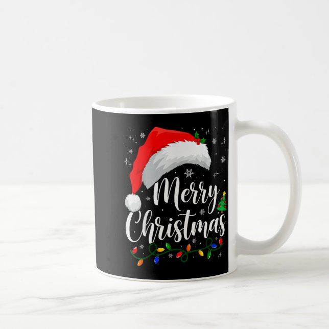 Taza De Café Merry Christmas Lights Santa Hat Xmas Family Match (Derecha)