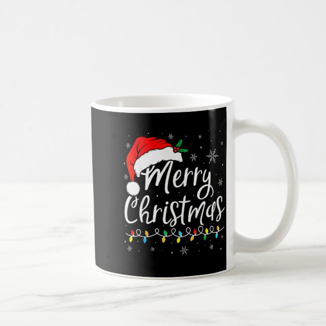 Taza De Café Merry Christmas Lights Santa Hat Xmas Family Match (Derecha)