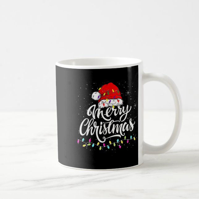 Taza De Café Merry Christmas Lights Santa Hat Xmas Family Match (Derecha)