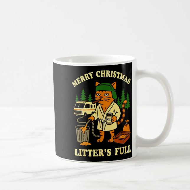 Taza De Café Merry Christmas Litter’s Full Funny Cat Rv Holiday (Derecha)