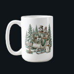 Taza De Café Merry Christmas Monograma Country Snowman sleigh<br><div class="desc">Monograma de la navidad Feliz Mozo de nieve en el país Café Mug</div>