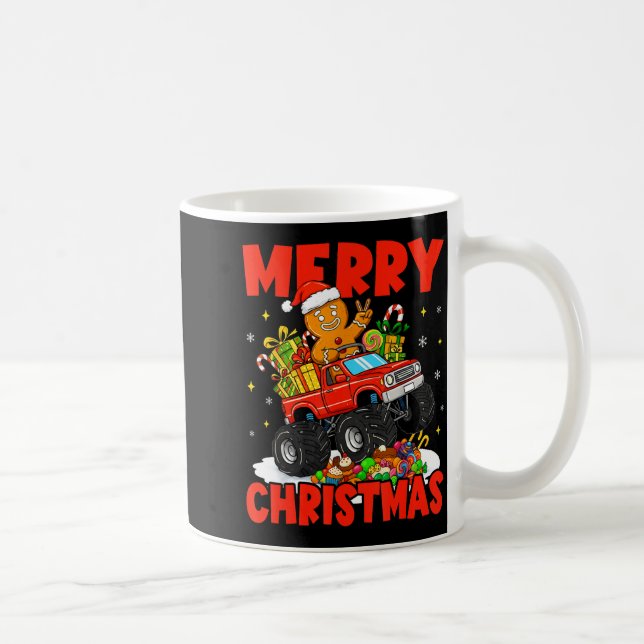 Taza De Café Merry Christmas Monster Truck Funny Gingerbread Me (Derecha)