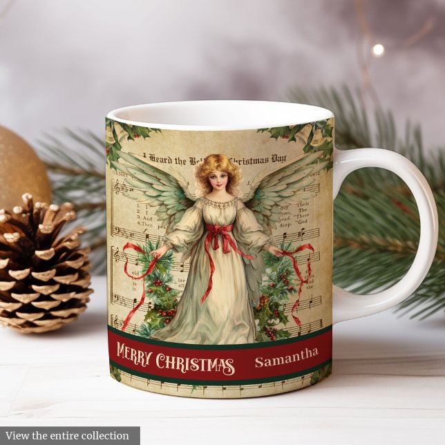 Taza De Café Merry Christmas Mug Nostalgic Angel Gift for Her (Merry Christmas Mug Nostalgic Angel Gift for Her)