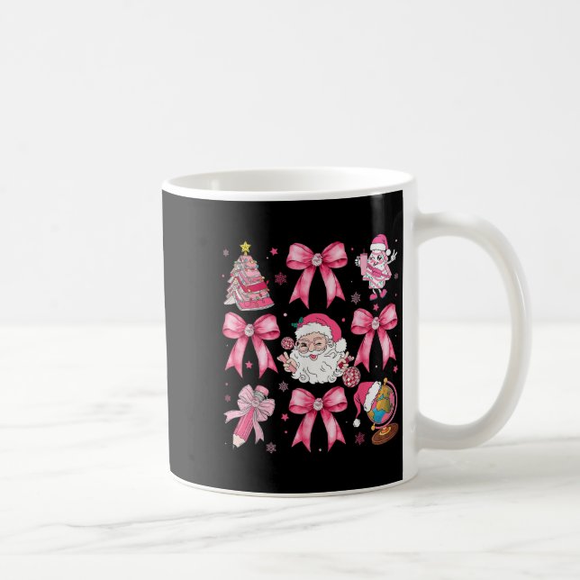 Taza De Café Merry Christmas Nk Santa Coquette Bow Teacher Girl (Derecha)