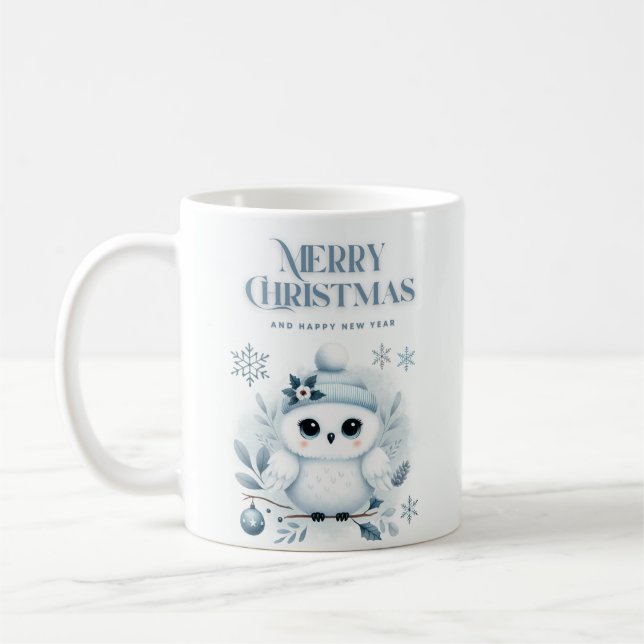 Taza De Café Merry Christmas Owl Coffee Mug (Izquierda)