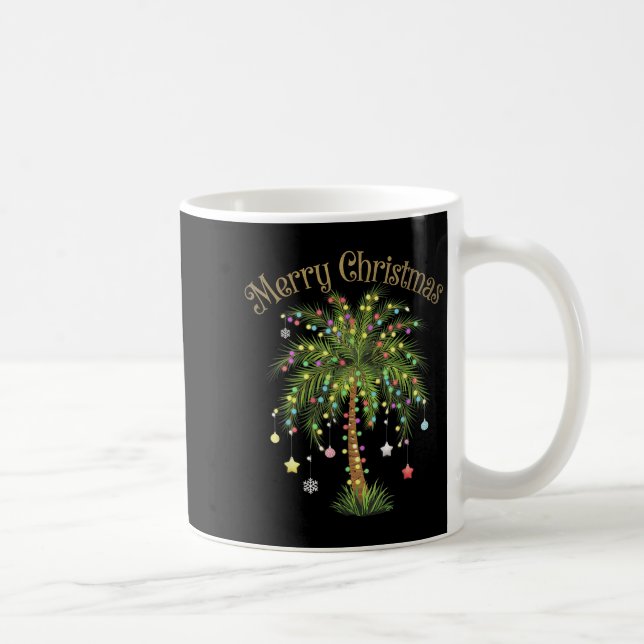 Taza De Café Merry Christmas Palm Tree Light Hawaiian Trocal Ch (Derecha)