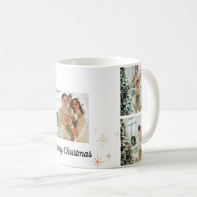 Taza De Café Merry Christmas Photo Mug – Your Family Collage (Anverso derecho)