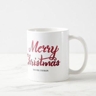 Taza De Café Merry Christmas purpurina pincel script mug