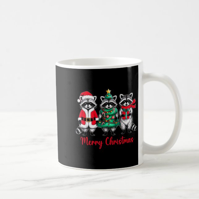 Taza De Café Merry Christmas Raccoon Santa Hat Xmas Animal Racc (Derecha)
