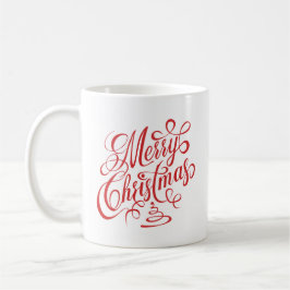 Taza De Café Merry Christmas Red Fancy Cursive Typography