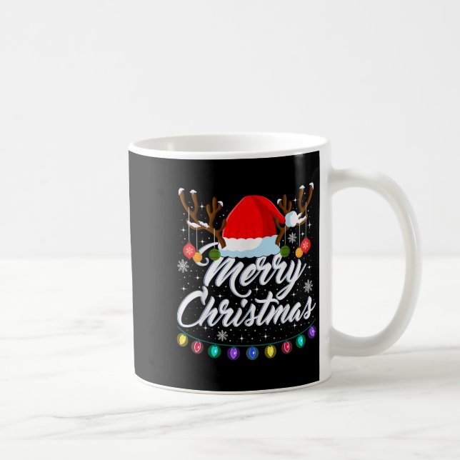 Taza De Café Merry Christmas Red Santa Hat Reindeer Xmas Matchi (Derecha)