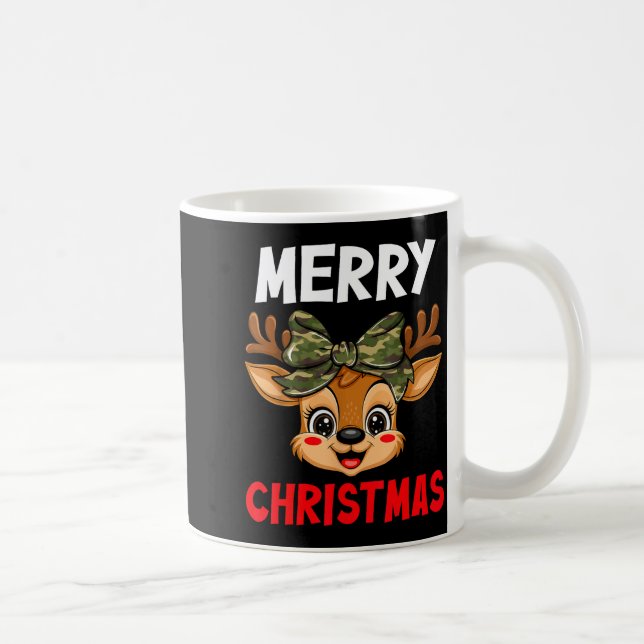 Taza De Café Merry Christmas Reindeer Girls Kids Camo Bow Pajam (Derecha)