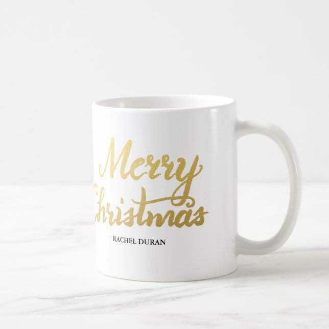 Taza De Café Merry Christmas Relieve metalizado purpurina cepil (Derecha)