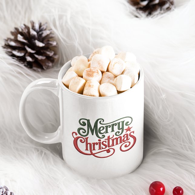 Taza De Café Merry Christmas Retro Embroidery Typography (Subido por el creador)