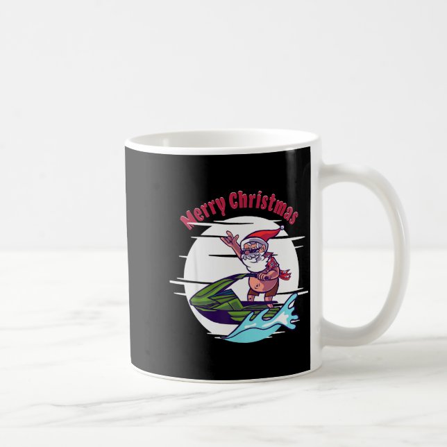Taza De Café Merry Christmas Santa Jet Ski Watersrts  (Derecha)