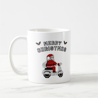 Taza De Café Merry Christmas Scooter Pixel Art Design