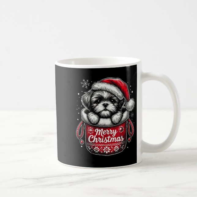 Taza De Café Merry Christmas Shih Tzu Graphic Tee  (Derecha)