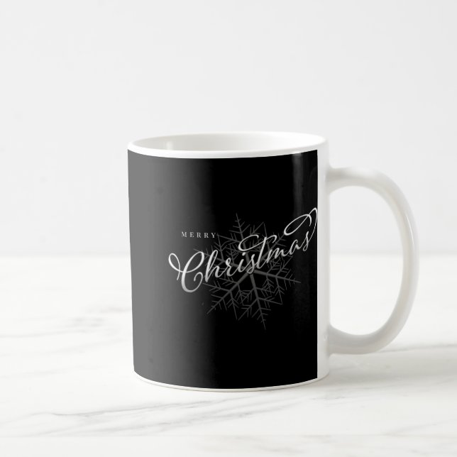 Taza De Café Merry Christmas Silver Snowflake T Shirt  (Derecha)