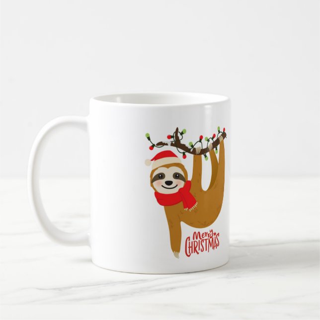 Taza De Café Merry Christmas Sloth (Izquierda)