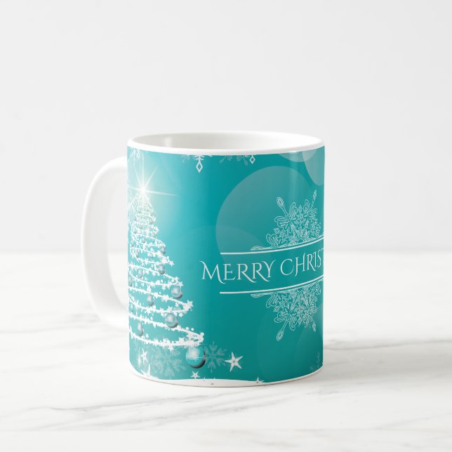 Taza De Café Merry Christmas Snowflakes Tree Flowers & Stars   (Anverso izquierdo)