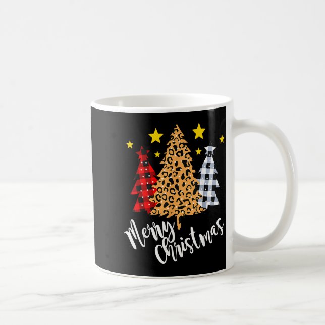 Taza De Café Merry Christmas Tree Buffalo Plaid Red Green Xmas  (Derecha)