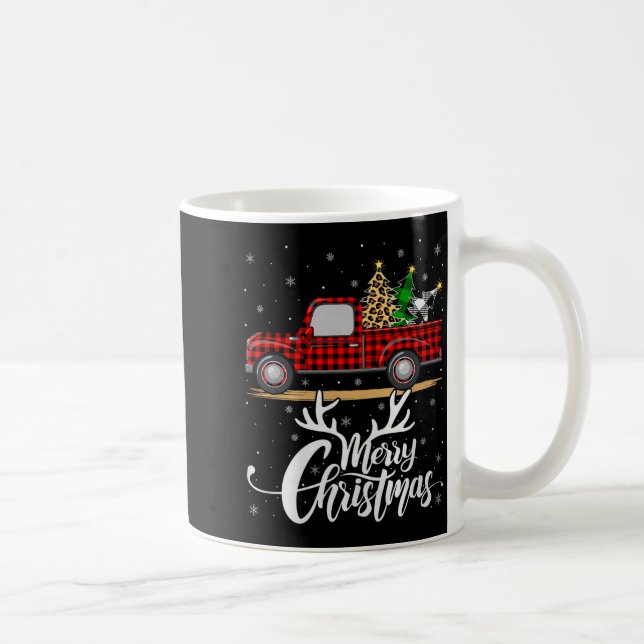 Taza De Café Merry Christmas Tree Buffalo Plaid Truck Family Gr (Derecha)