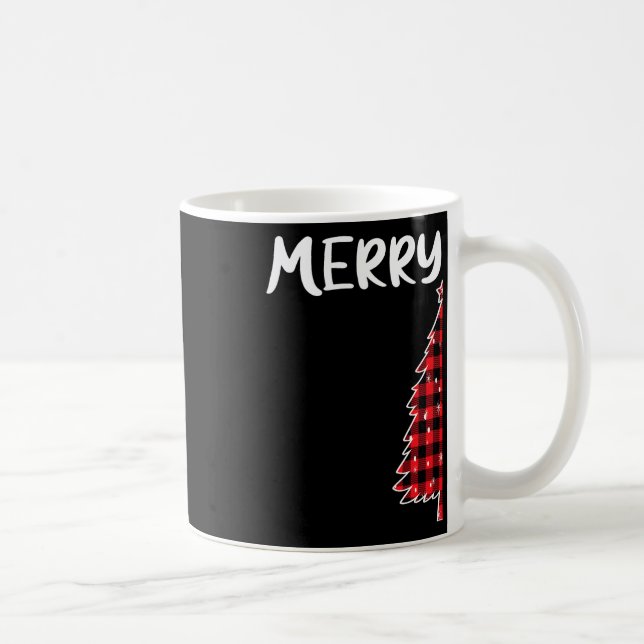 Taza De Café Merry Christmas Tree Buffalo Plaid Xmas Parejas Ma (Derecha)