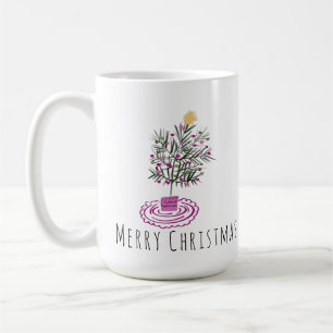 Taza De Café Merry Christmas Tree Doodle Art
