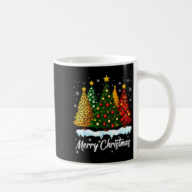 Taza De Café Merry Christmas Tree Leopard Plaid Pajamas Xmas Wo (Derecha)