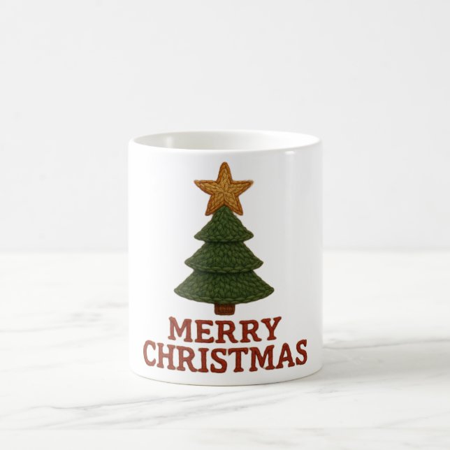 Taza De Café Merry Christmas tree with a knitted feel (Centro)