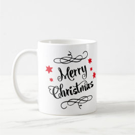 Taza De Café Merry Christmas Typography Red White