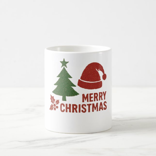 Taza De Café Merry Christmas with a cute knitted feel (Centro)
