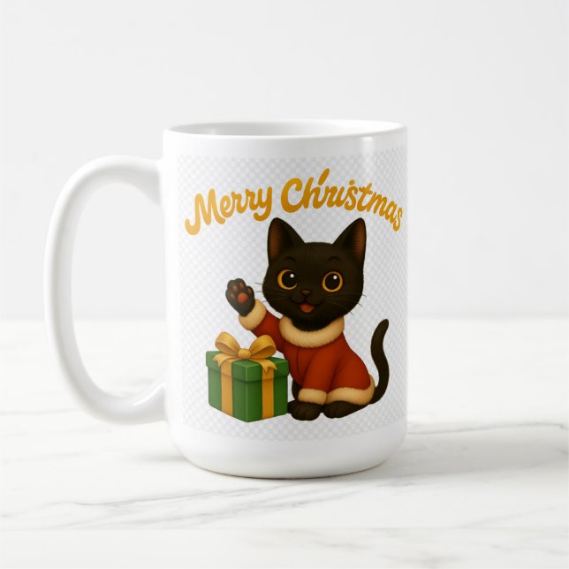 Taza De Café Merry Christmas with Emi the Black Cat (Izquierda)