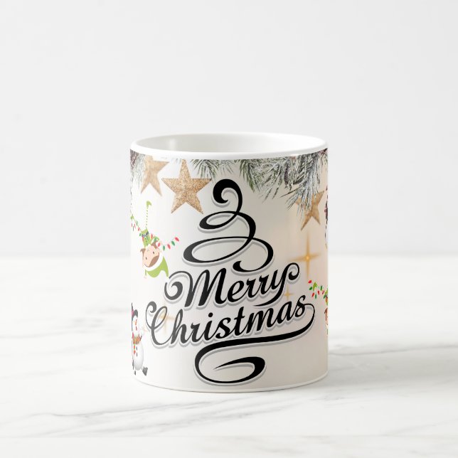Taza De Café Merry Christmas with Winter Reindeer holiday gift  (Centro)