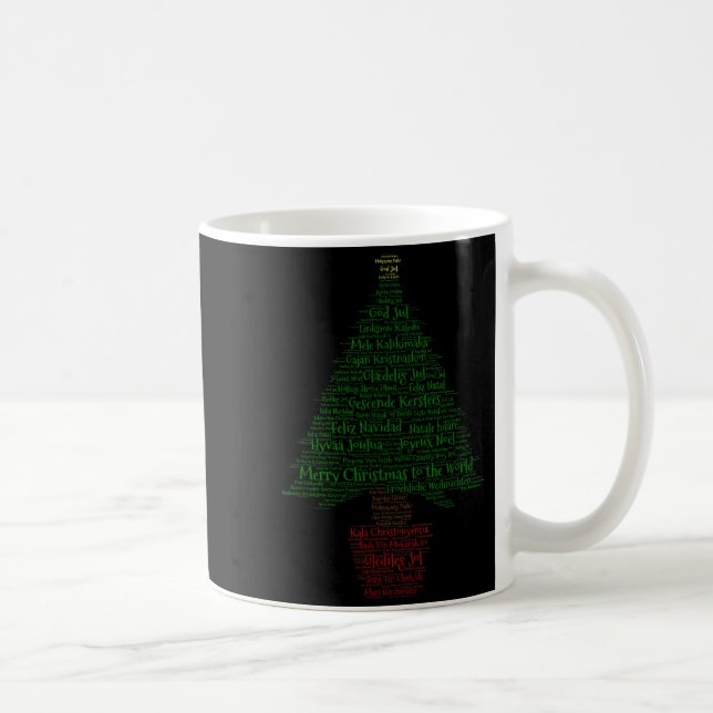 Taza De Café Merry Christmas World Languages Word Tree  (Derecha)
