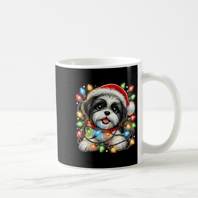 Taza De Café Merry Christmas Xmas Shih Tzu Santa Dog Men Women  (Derecha)