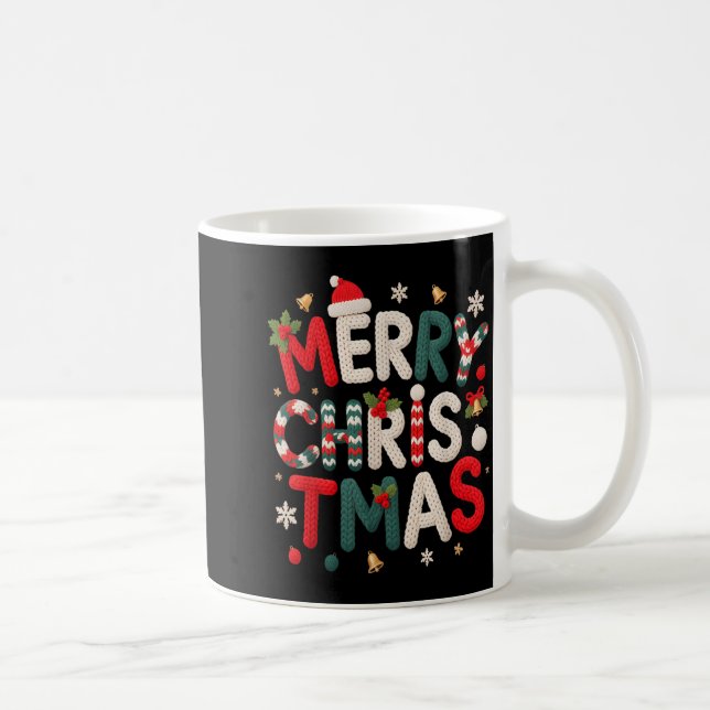 Taza De Café Merry Christmas Xmas Yarn Crochet Knitting Quilter (Derecha)