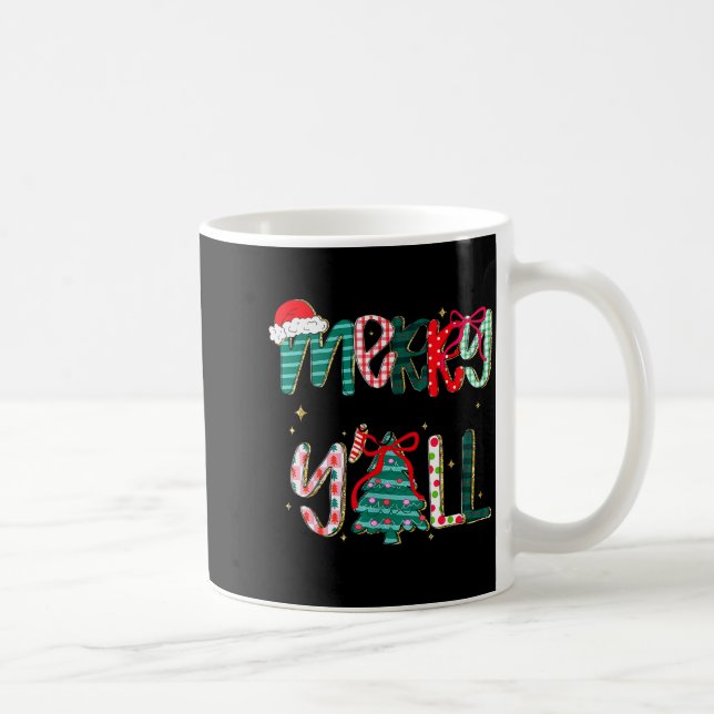 Taza De Café Merry Christmas Y’all Southern Christmas Tree Girl (Derecha)